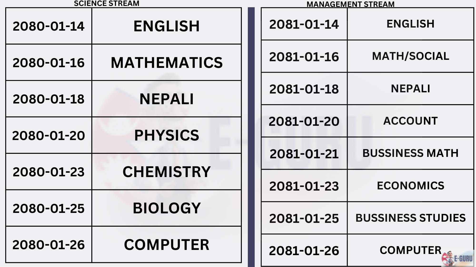 class 12 routine 2080