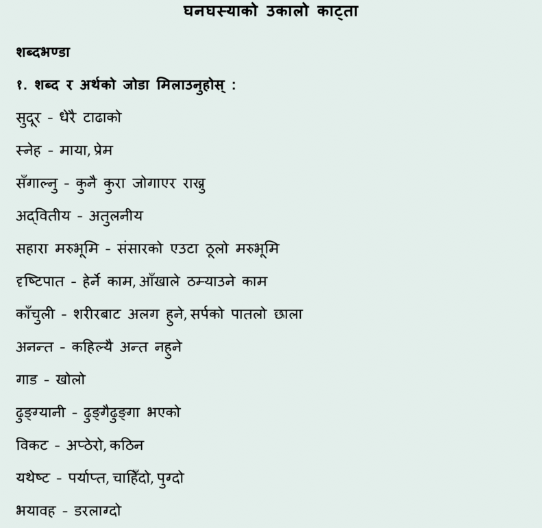 Ghanghasyako Ukalo Katda Nepali Chapter 3 Class 12: Exercise, Summary and PDF